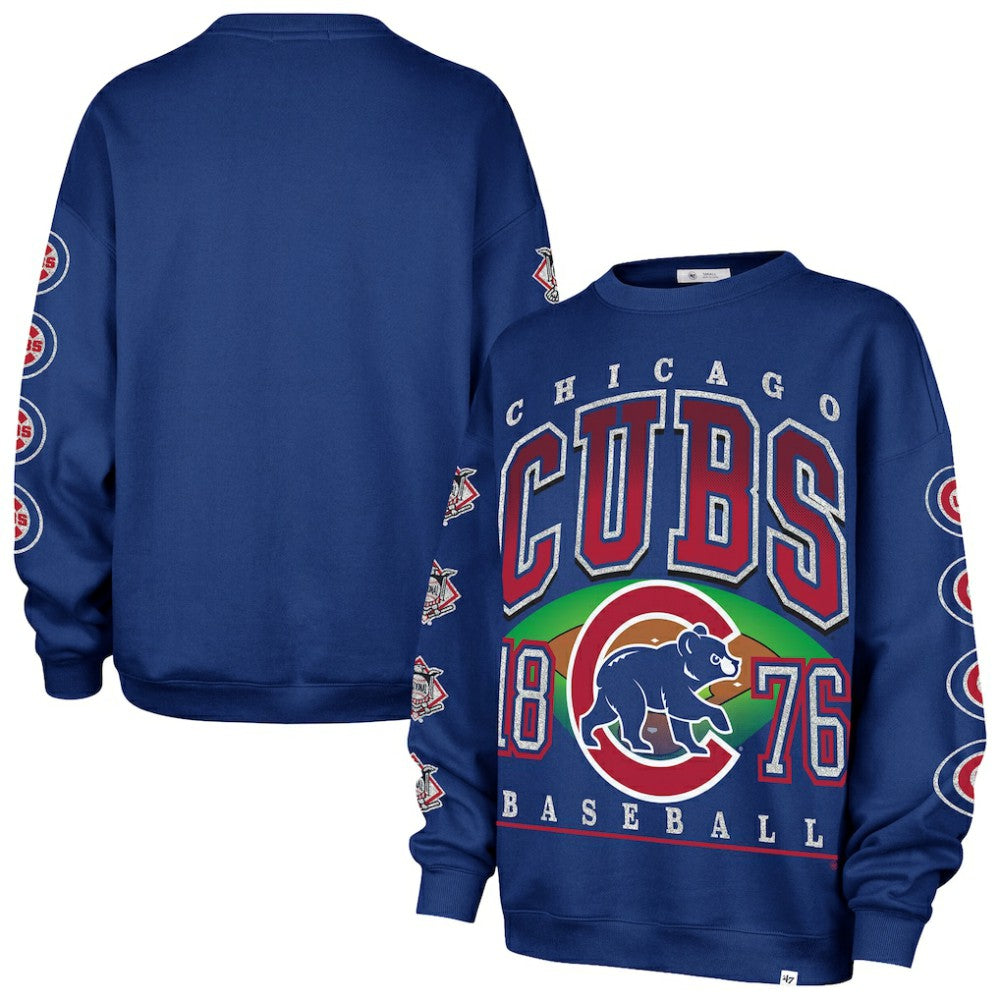 Chicago Cubs Women's Trendy Team Go Big Oversized Sweatshirt Royal | 47 brand