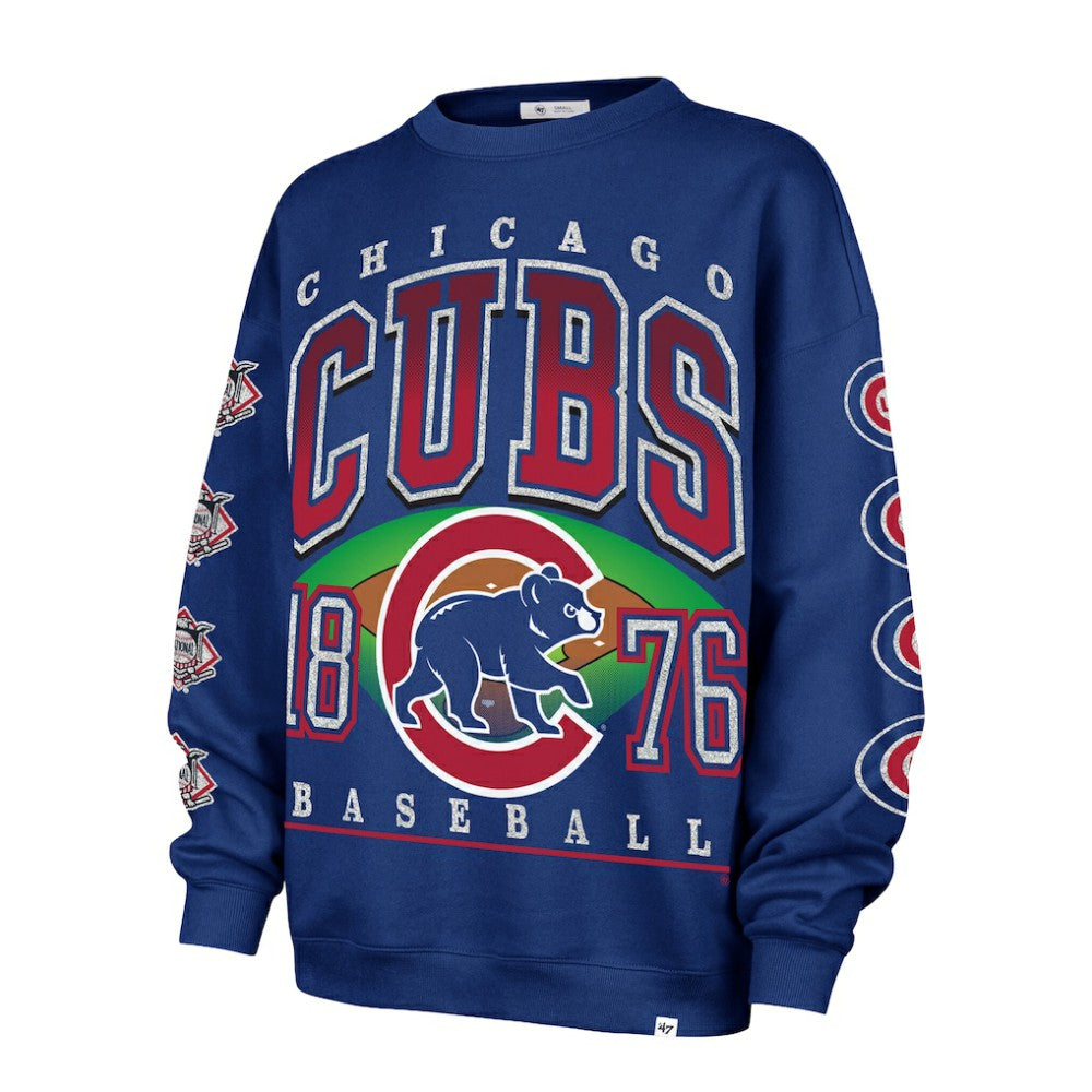 Chicago Cubs Women's Trendy Team Go Big Oversized Sweatshirt Royal | 47 brand