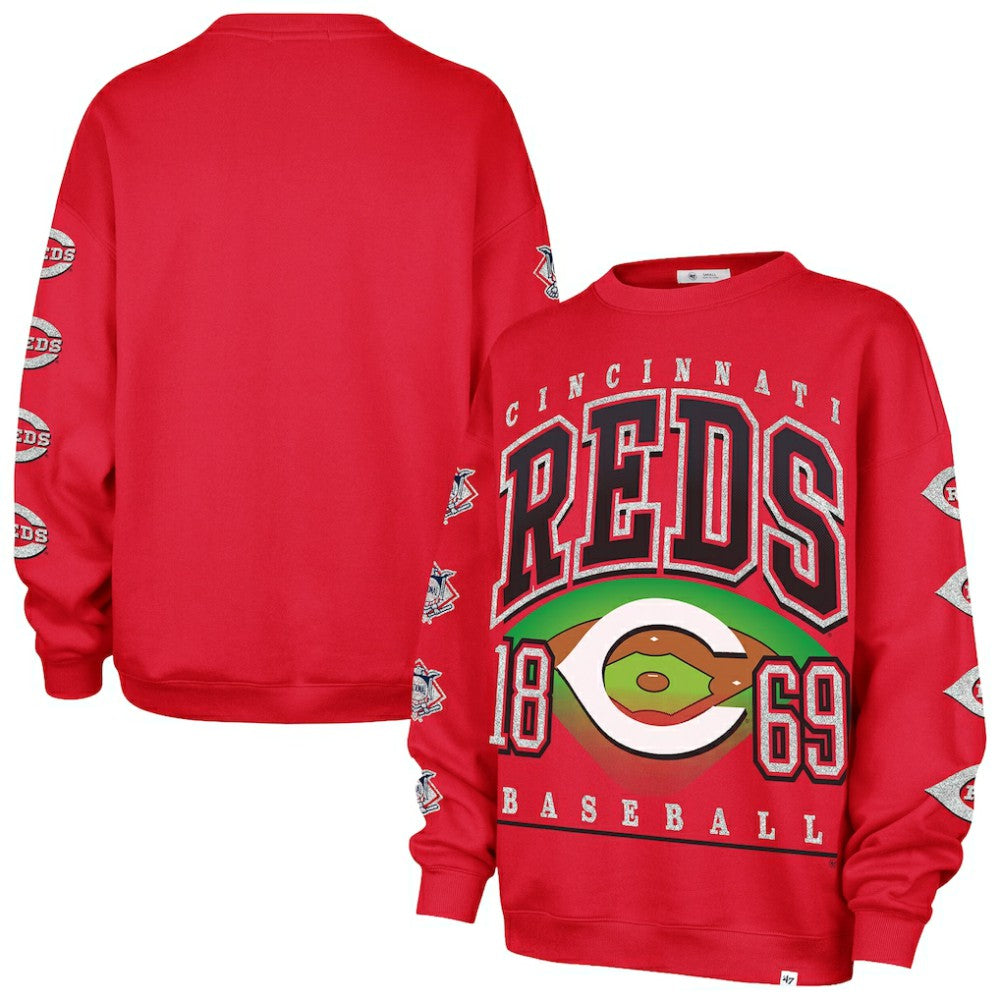 Cincinnati Reds Women's Trendy Team Go Big Oversized Sweatshirt Red | 47 brand