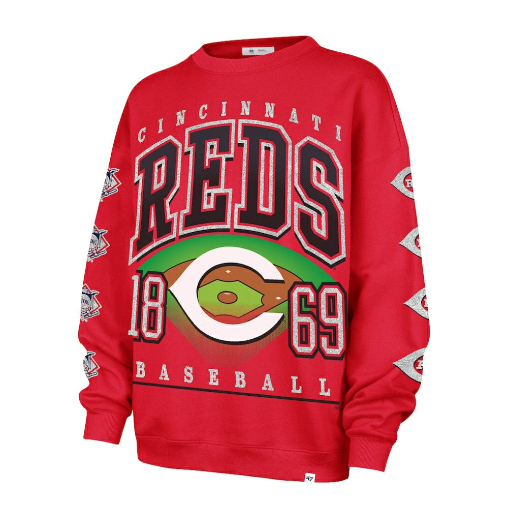 Cincinnati Reds Women's Trendy Team Go Big Oversized Sweatshirt Red | 47 brand