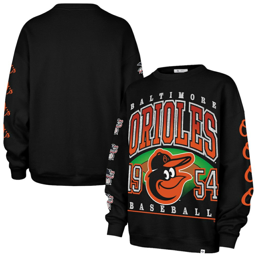Baltimore Orioles Women's Trendy Team Go Big Oversized Sweatshirt Black | 47 brand