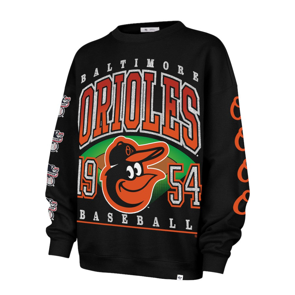 Baltimore Orioles Women's Trendy Team Go Big Oversized Sweatshirt Black | 47 brand