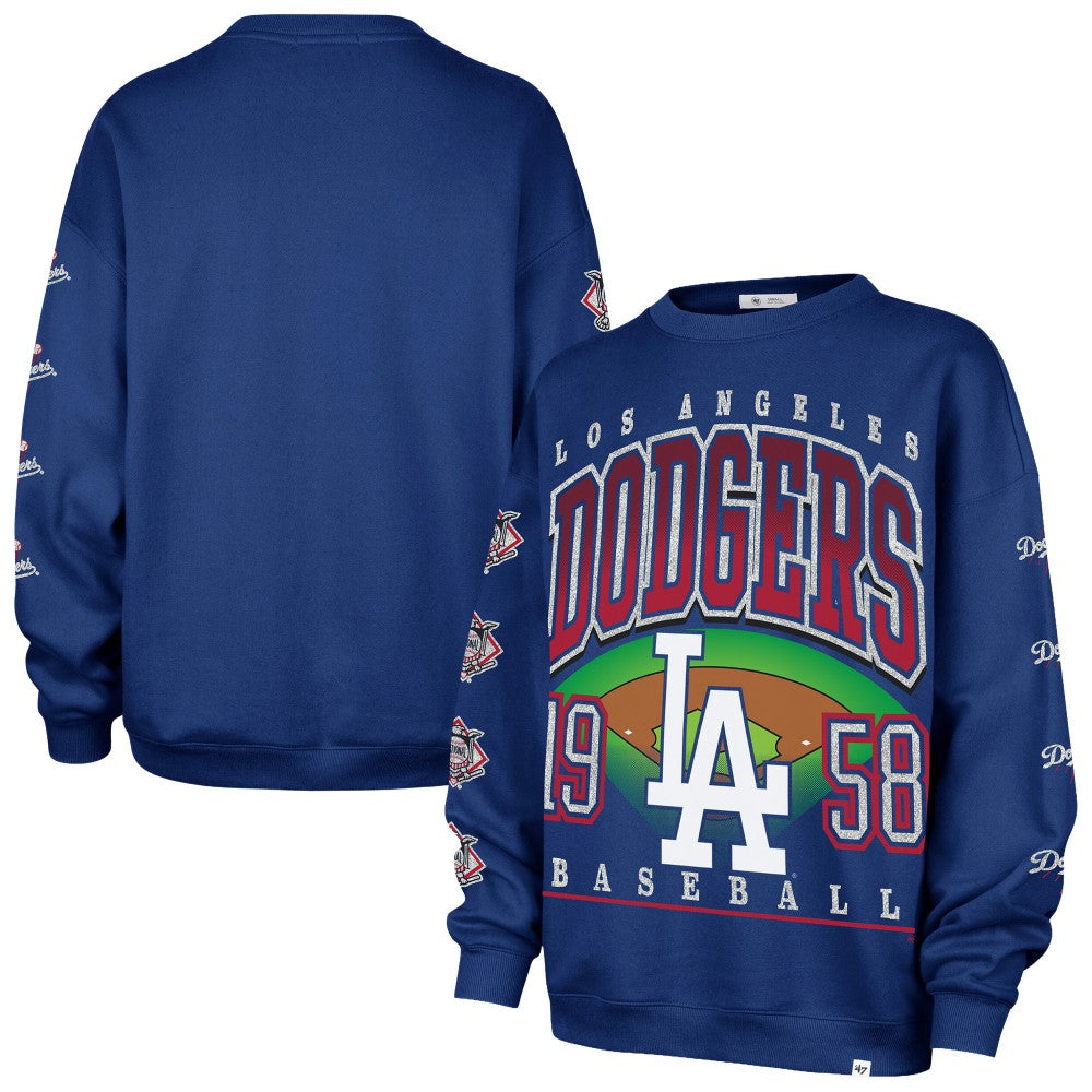 Los Angeles Dodgers Women's Trendy Team Go Big Oversized Sweatshirt Royal | 47 brand