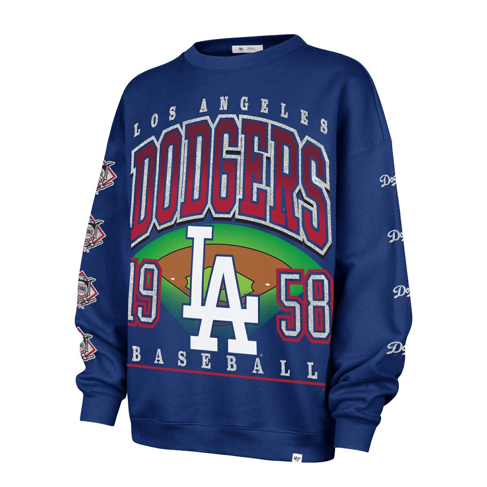 Los Angeles Dodgers Women's Trendy Team Go Big Oversized Sweatshirt Royal | 47 brand