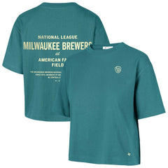 Milwaukee Brewers Women's Contemporary Basics Leon City T-Shirt Teal | 47 brand