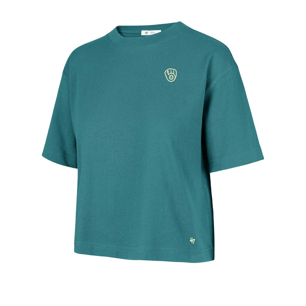 Milwaukee Brewers Women's Contemporary Basics Leon City T-Shirt Teal | 47 brand