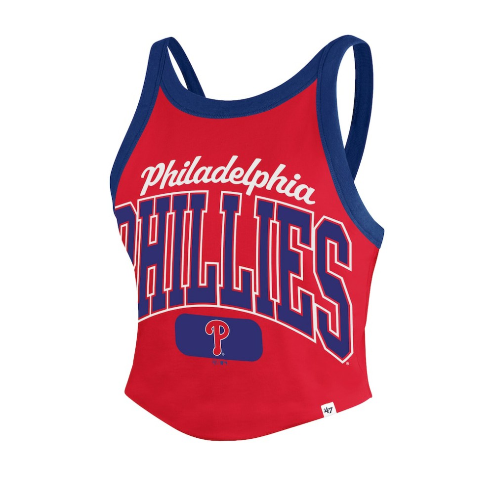 Philadelphia Phillies Women's Trendy Team Rally Sporty Cropped Racerback Tank Top Red | 47 brand