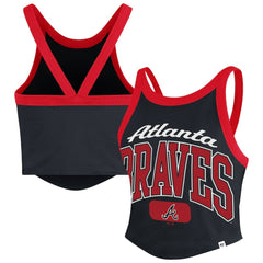 Atlanta Braves Women's Trendy Team Rally Sporty Cropped Racerback Tank Top Black | 47 brand