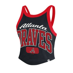 Atlanta Braves Women's Trendy Team Rally Sporty Cropped Racerback Tank Top Black | 47 brand