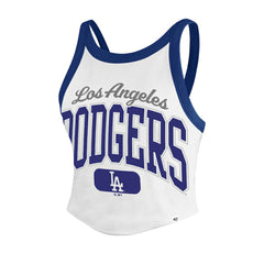 Los Angeles Dodgers Women's Trendy Team Rally Sporty Cropped Racerback Tank Top White | 47 brand