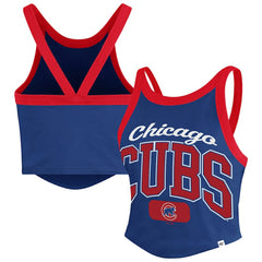 Chicago Cubs Women's Trendy Team Rally Sporty Cropped Racerback Tank Top Royal | 47 brand