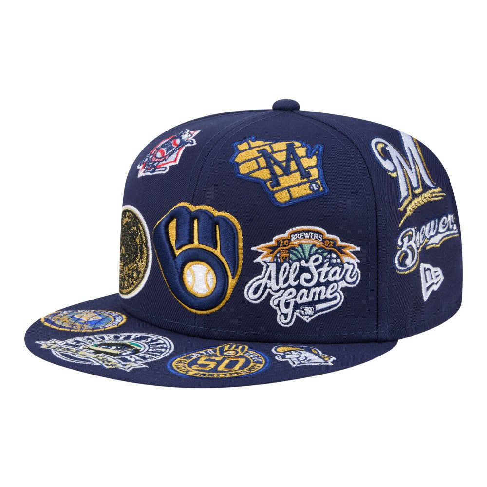 Milwaukee Brewers All Over 59FIFTY Fitted Hat Navy | New Era