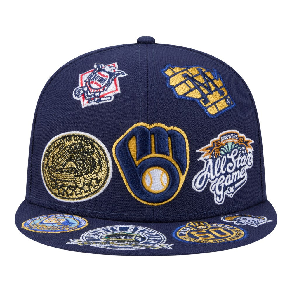 Milwaukee Brewers All Over 59FIFTY Fitted Hat Navy | New Era