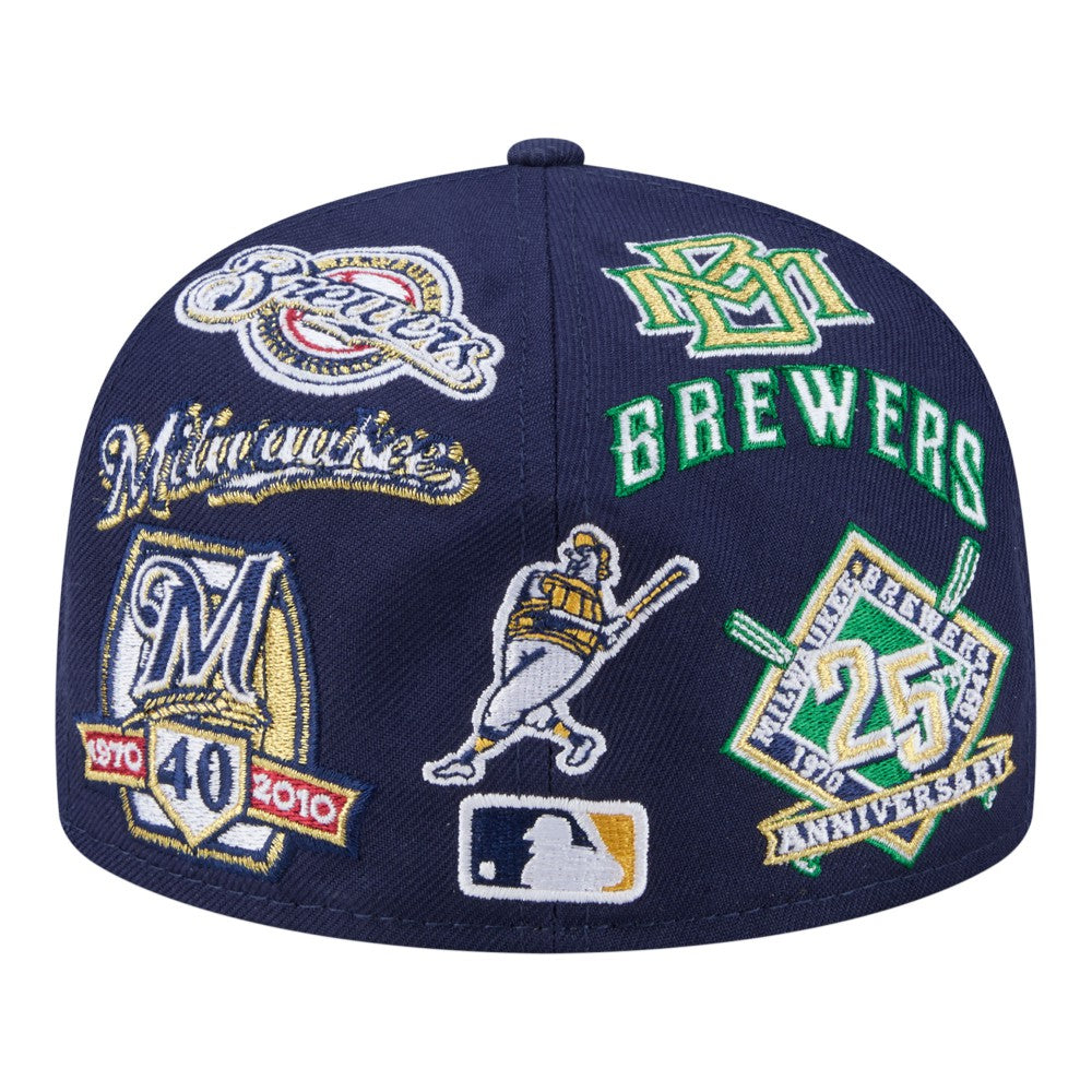 Milwaukee Brewers All Over 59FIFTY Fitted Hat Navy | New Era
