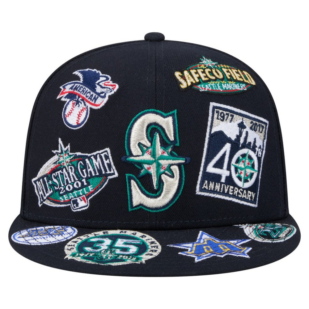 Seattle Mariners All Over 59FIFTY Fitted Hat Navy | New Era