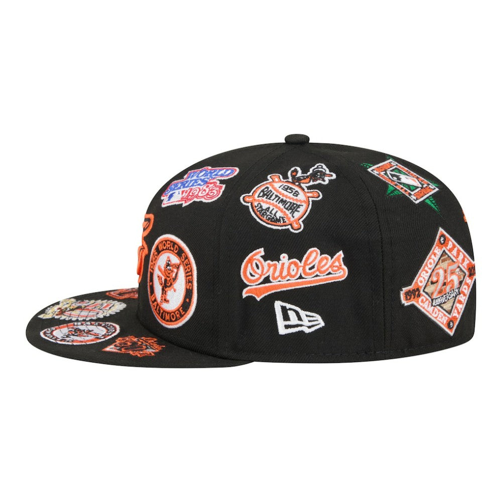 Baltimore Orioles All Over 59FIFTY Fitted Hat Black | New Era
