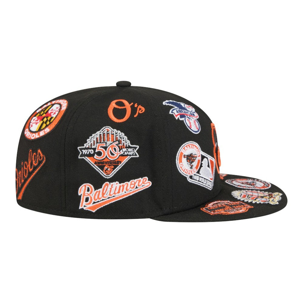 Baltimore Orioles All Over 59FIFTY Fitted Hat Black | New Era