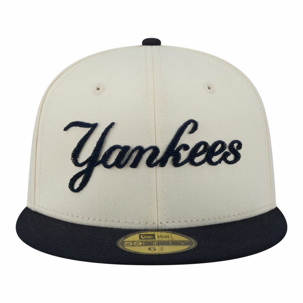 New York Yankees Two-Tone Stitch 59FIFTY Fitted Hat Cream | New Era