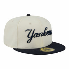 New York Yankees Two-Tone Stitch 59FIFTY Fitted Hat Cream | New Era