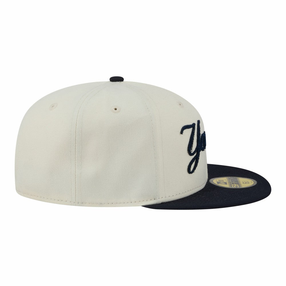 New York Yankees Two-Tone Stitch 59FIFTY Fitted Hat Cream | New Era