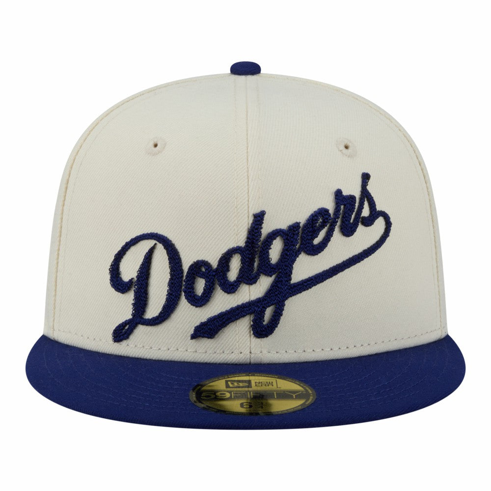 Los Angeles Dodgers Two-Tone Stitch 59FIFTY Fitted Hat Cream | New Era
