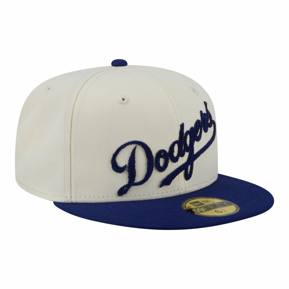 Los Angeles Dodgers Two-Tone Stitch 59FIFTY Fitted Hat Cream | New Era