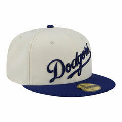 Los Angeles Dodgers Two-Tone Stitch 59FIFTY Fitted Hat Cream | New Era