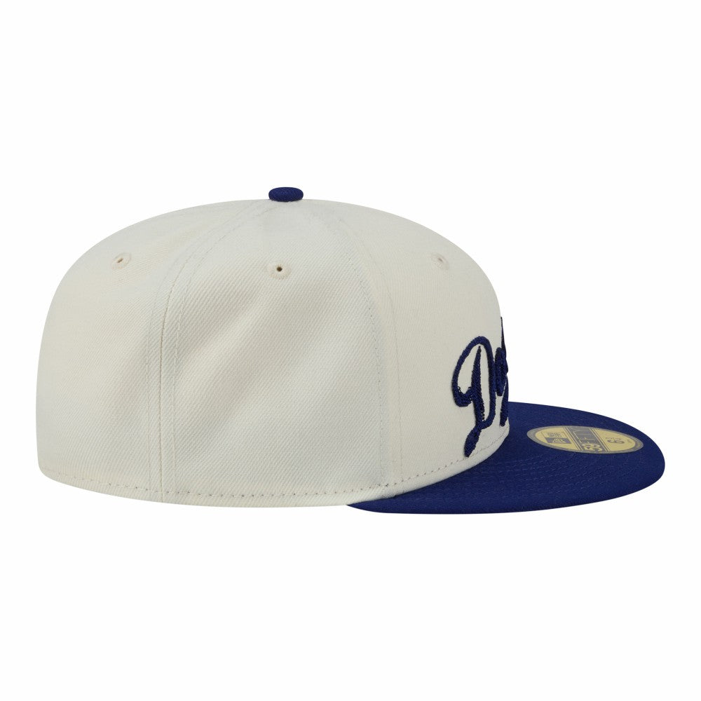 Los Angeles Dodgers Two-Tone Stitch 59FIFTY Fitted Hat Cream | New Era