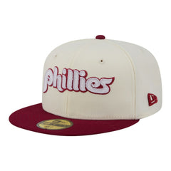 Philadelphia Phillies Two-Tone Stitch 59FIFTY Fitted Hat Cream | New Era
