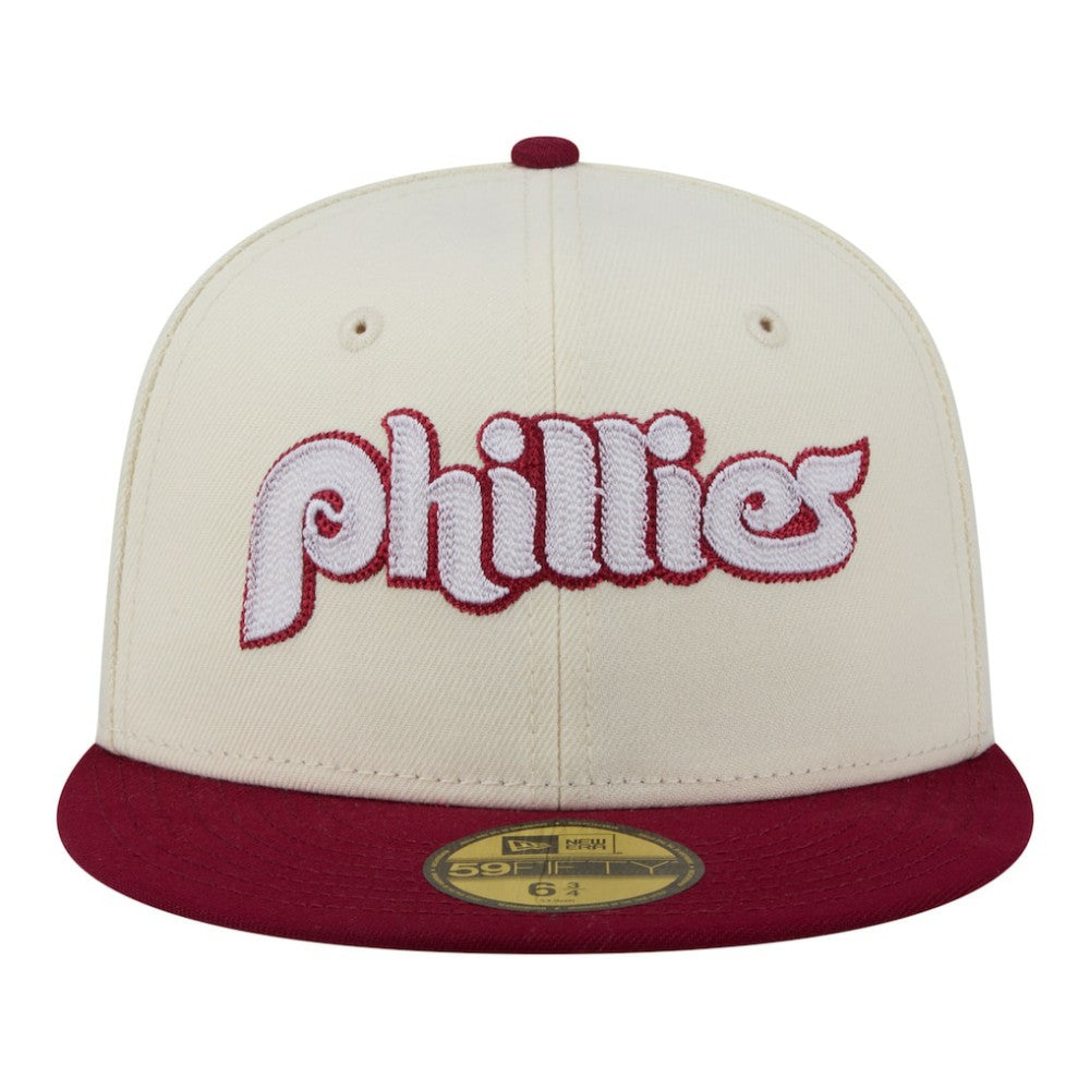 Philadelphia Phillies Two-Tone Stitch 59FIFTY Fitted Hat Cream | New Era