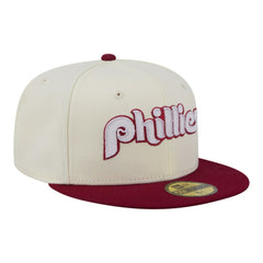 Philadelphia Phillies Two-Tone Stitch 59FIFTY Fitted Hat Cream | New Era