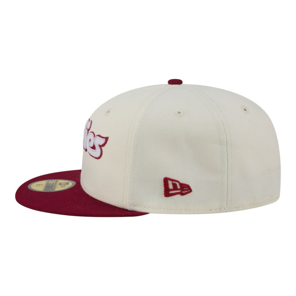 Philadelphia Phillies Two-Tone Stitch 59FIFTY Fitted Hat Cream | New Era