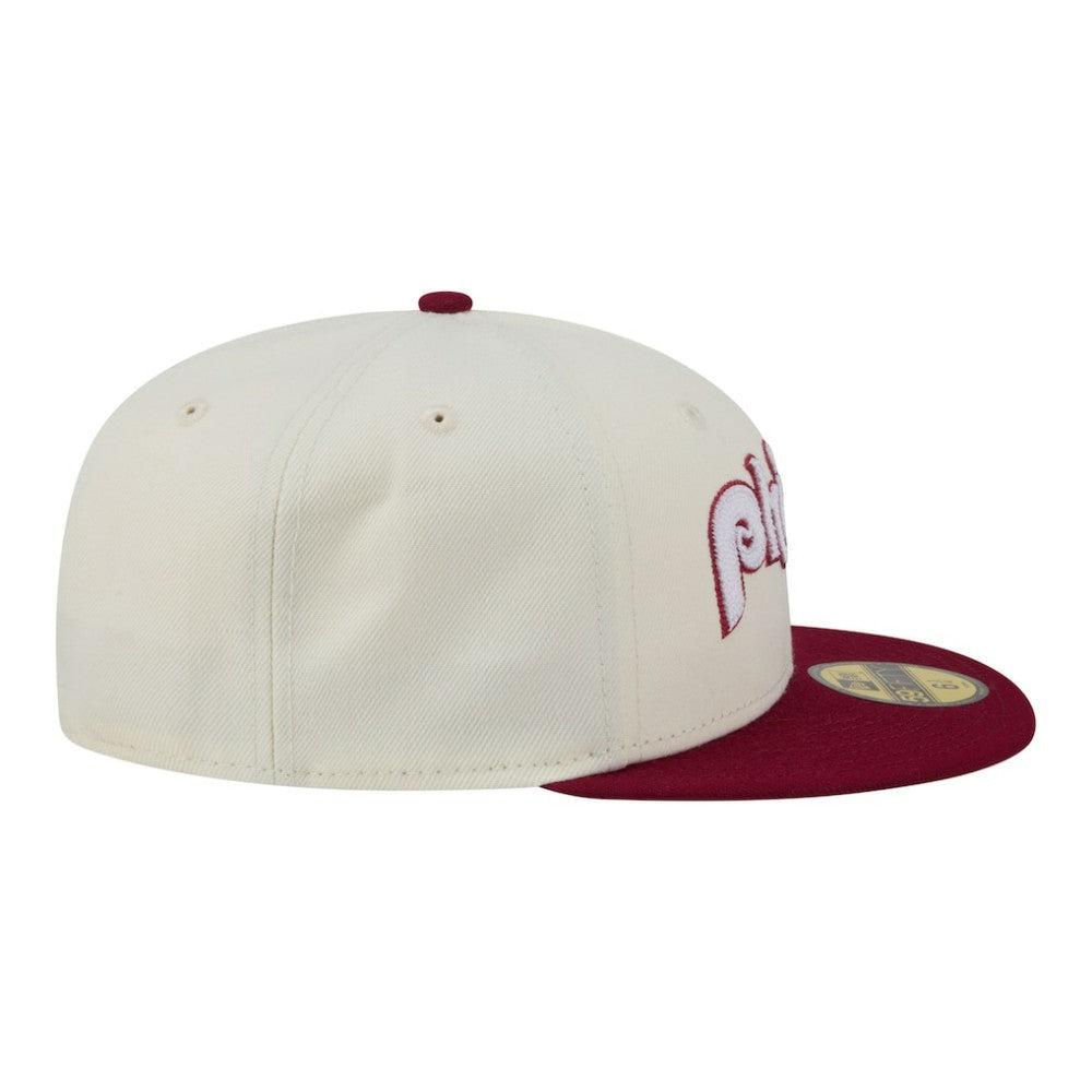 Philadelphia Phillies Two-Tone Stitch 59FIFTY Fitted Hat Cream | New Era