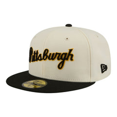 Pittsburgh Pirates Two-Tone Stitch 59FIFTY Fitted Hat Cream | New Era