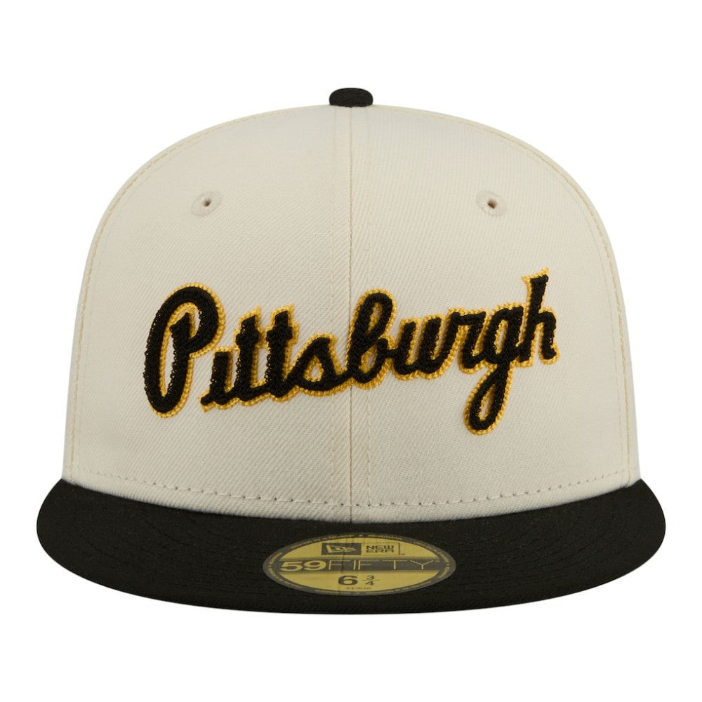 Pittsburgh Pirates Two-Tone Stitch 59FIFTY Fitted Hat Cream | New Era