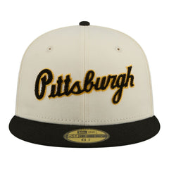 Pittsburgh Pirates Two-Tone Stitch 59FIFTY Fitted Hat Cream | New Era