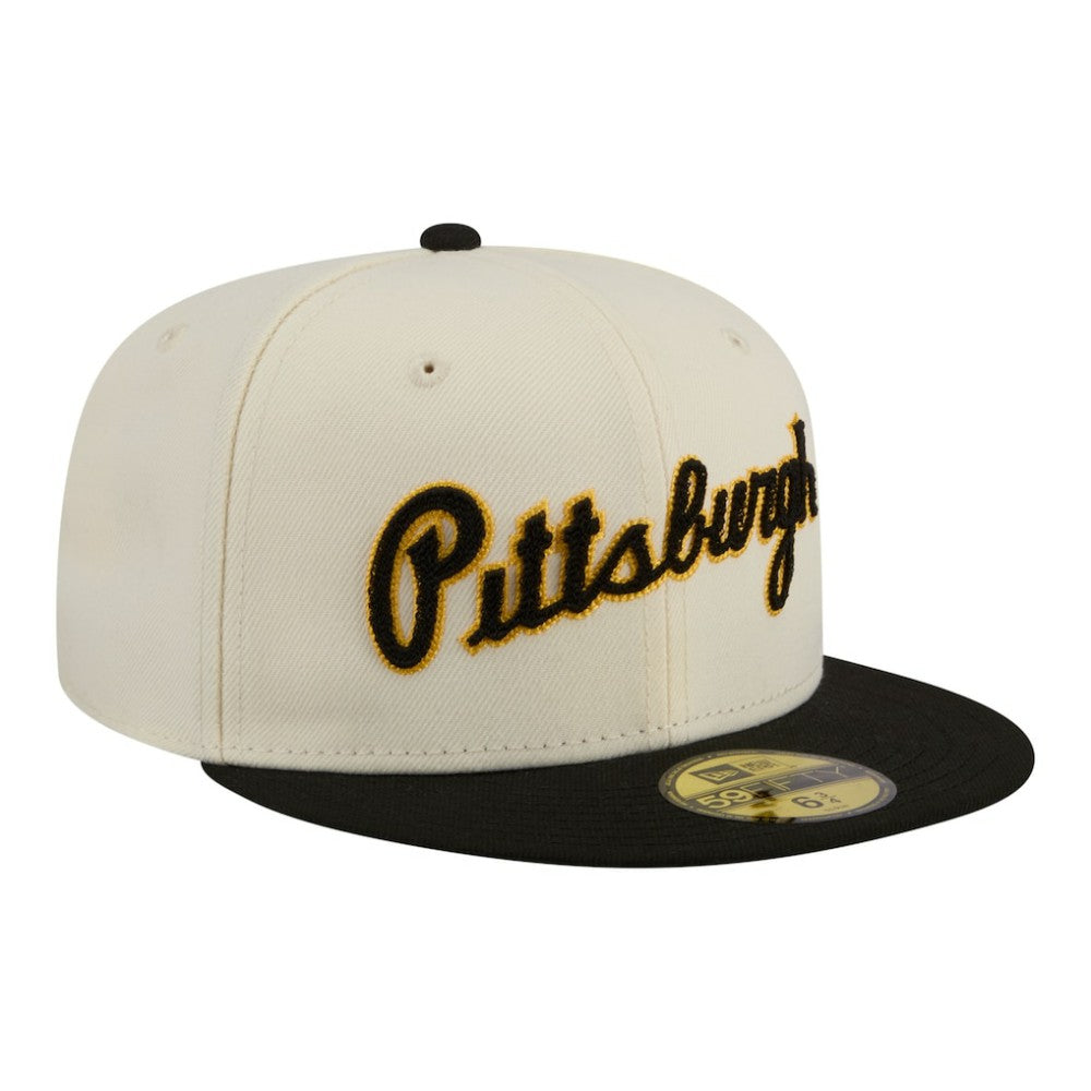 Pittsburgh Pirates Two-Tone Stitch 59FIFTY Fitted Hat Cream | New Era