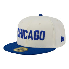 Chicago Cubs Two-Tone Stitch 59FIFTY Fitted Hat Cream | New Era
