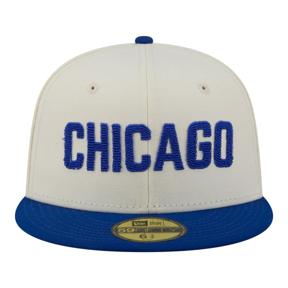 Chicago Cubs Two-Tone Stitch 59FIFTY Fitted Hat Cream | New Era