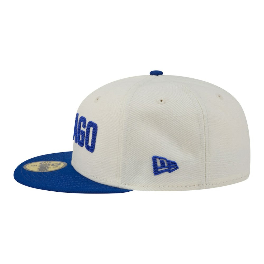 Chicago Cubs Two-Tone Stitch 59FIFTY Fitted Hat Cream | New Era