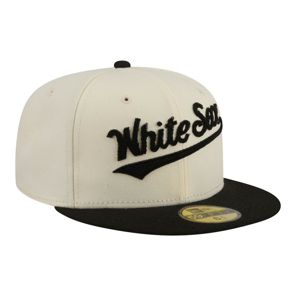 Chicago White Sox Two-Tone Stitch 59FIFTY Fitted Hat Cream | New Era