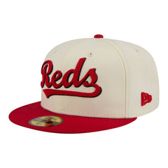 Cincinnati Reds Two-Tone Stitch 59FIFTY Fitted Hat Cream | New Era