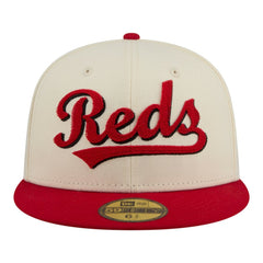 Cincinnati Reds Two-Tone Stitch 59FIFTY Fitted Hat Cream | New Era