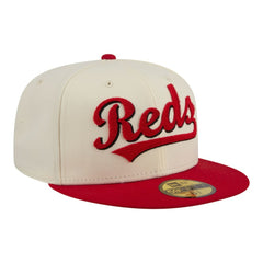 Cincinnati Reds Two-Tone Stitch 59FIFTY Fitted Hat Cream | New Era