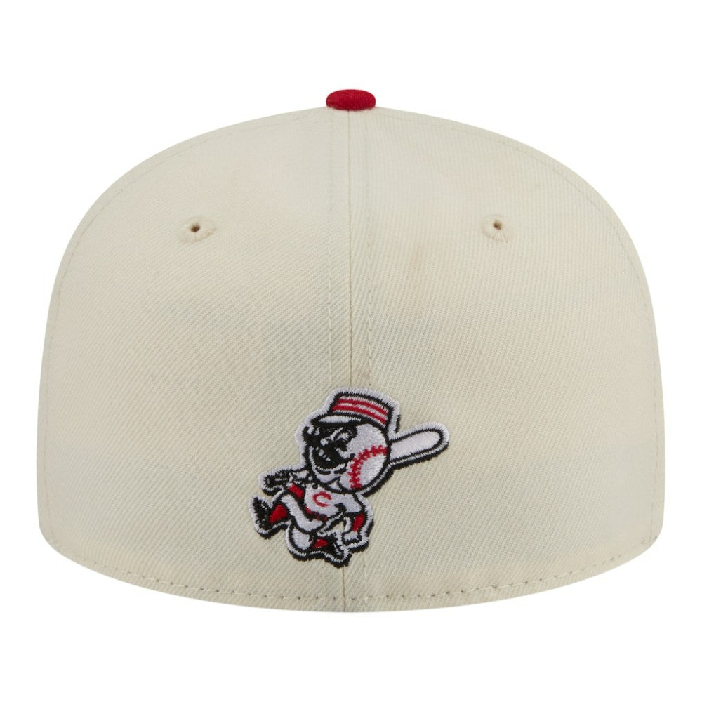 Cincinnati Reds Two-Tone Stitch 59FIFTY Fitted Hat Cream | New Era