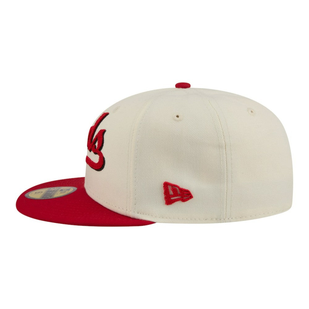 Cincinnati Reds Two-Tone Stitch 59FIFTY Fitted Hat Cream | New Era