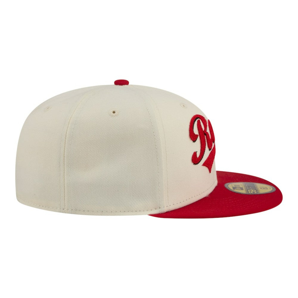 Cincinnati Reds Two-Tone Stitch 59FIFTY Fitted Hat Cream | New Era