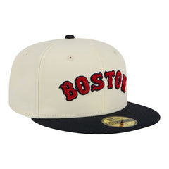 Boston Red Sox Two-Tone Stitch 59FIFTY Fitted Hat Cream | New Era