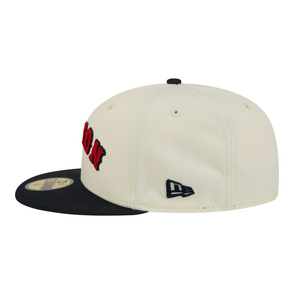 Boston Red Sox Two-Tone Stitch 59FIFTY Fitted Hat Cream | New Era