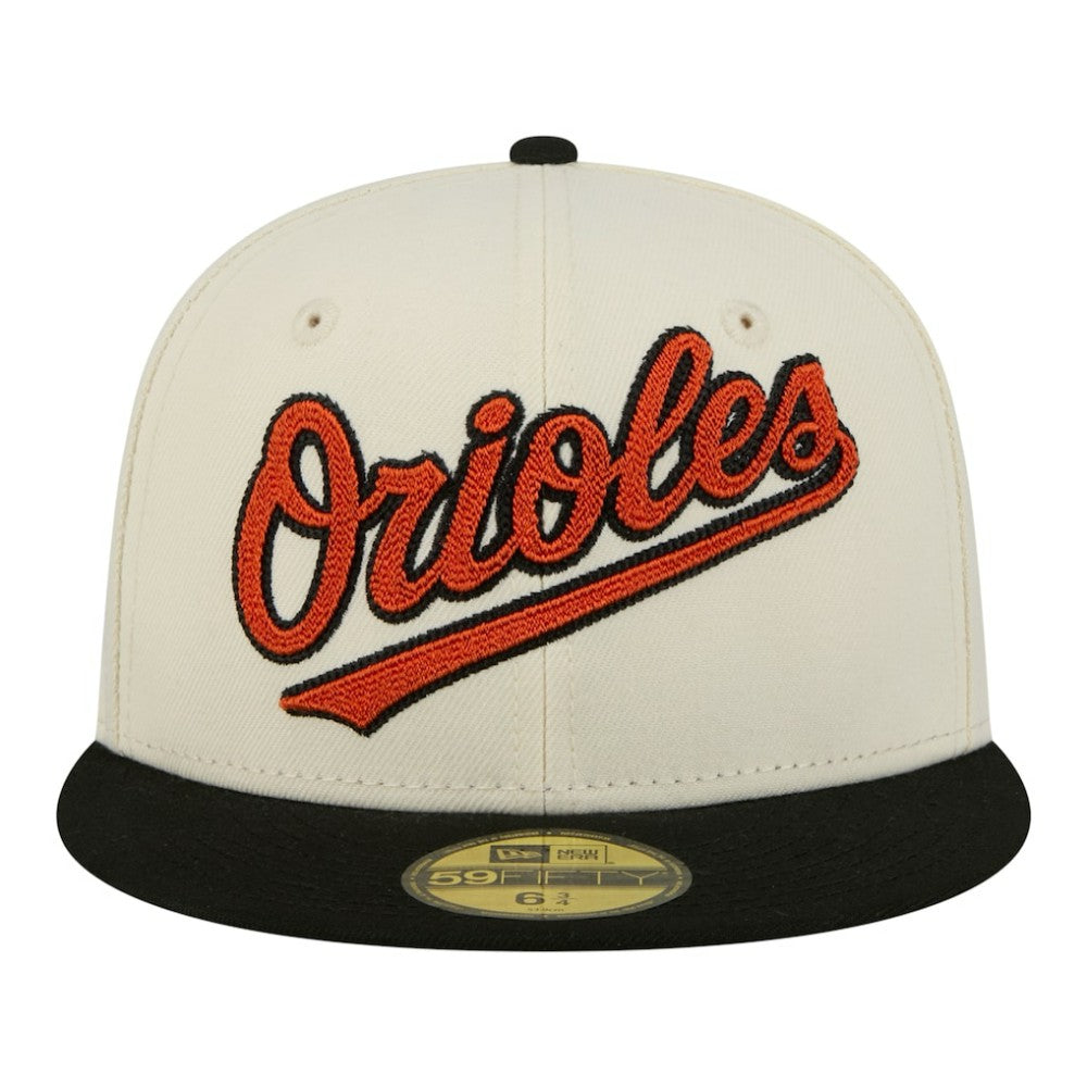 Baltimore Orioles Two-Tone Stitch 59FIFTY Fitted Hat Cream | New Era